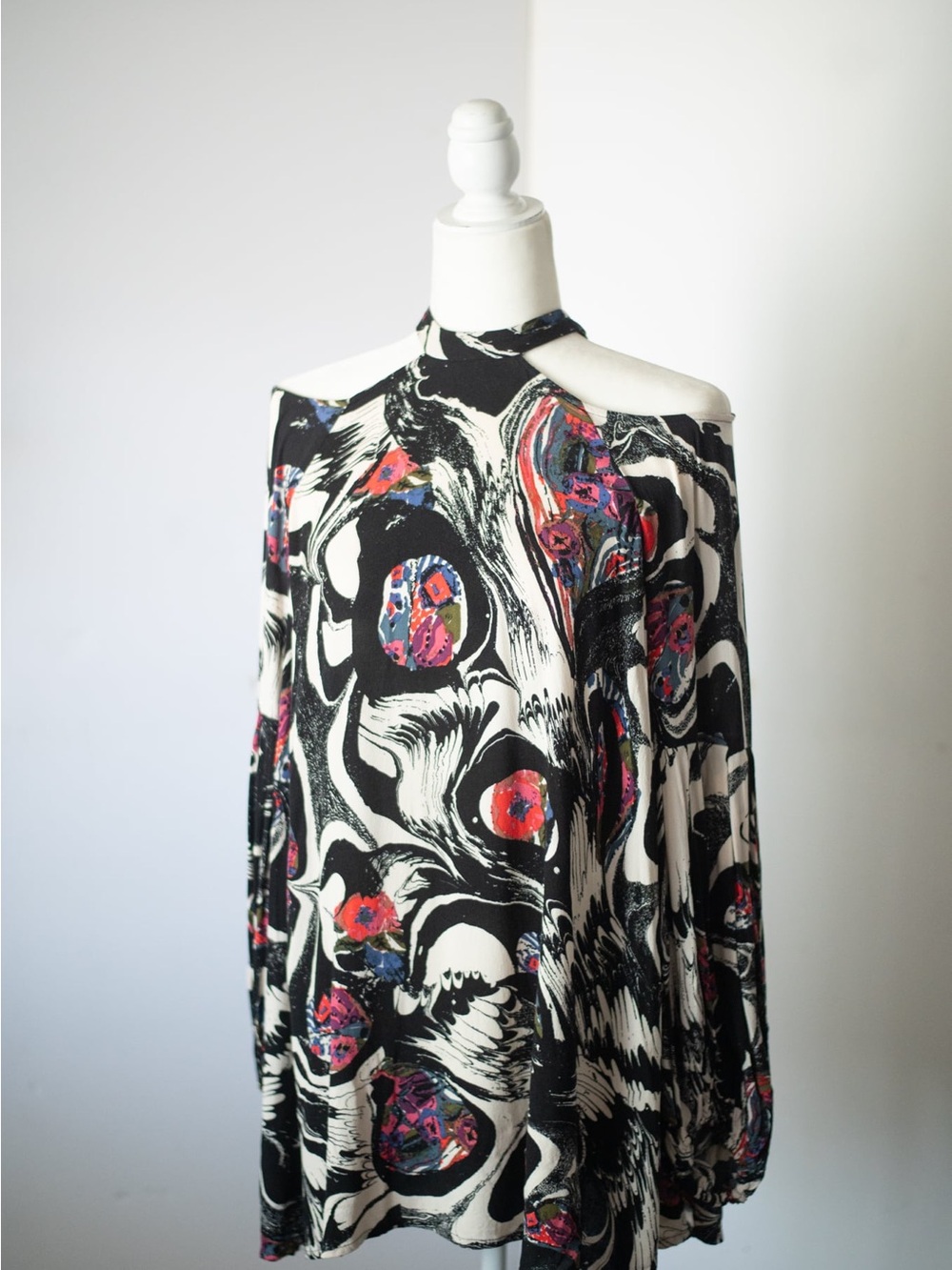 Free People Abstract Cold-Shoulder Tunic with Colorful Accents